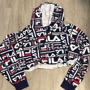 Fila Navy and Red Logo Hoodie